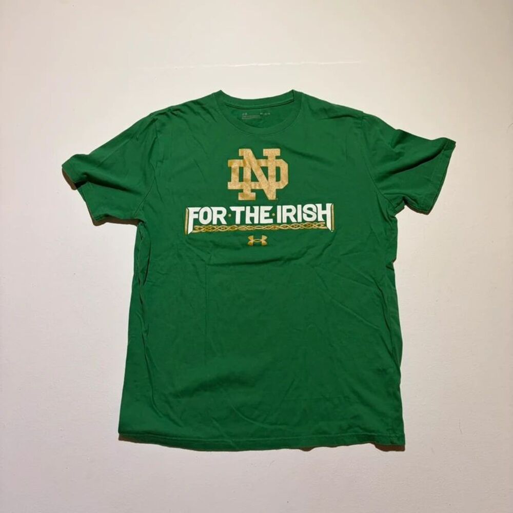 Green Notre Dame Under Armor For the Irish Graphic Tee Shirt